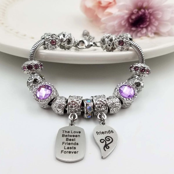 Best Friend Charm Bangle Bracelet Set Best Friend Jewelry 