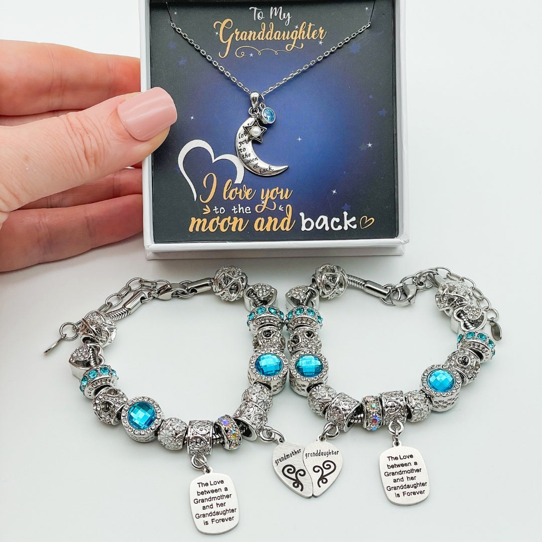 Grandmother Granddaughter Gift Bundle (2 bracelets and 1 necklace)