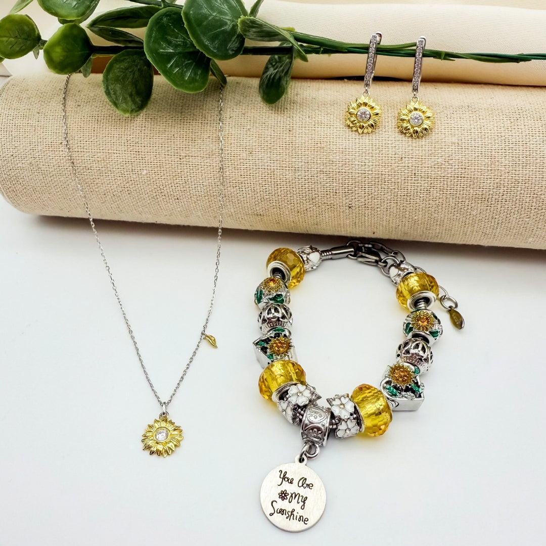 You Are My Sunshine Bundle -  Bracelet, Necklace & Earrings