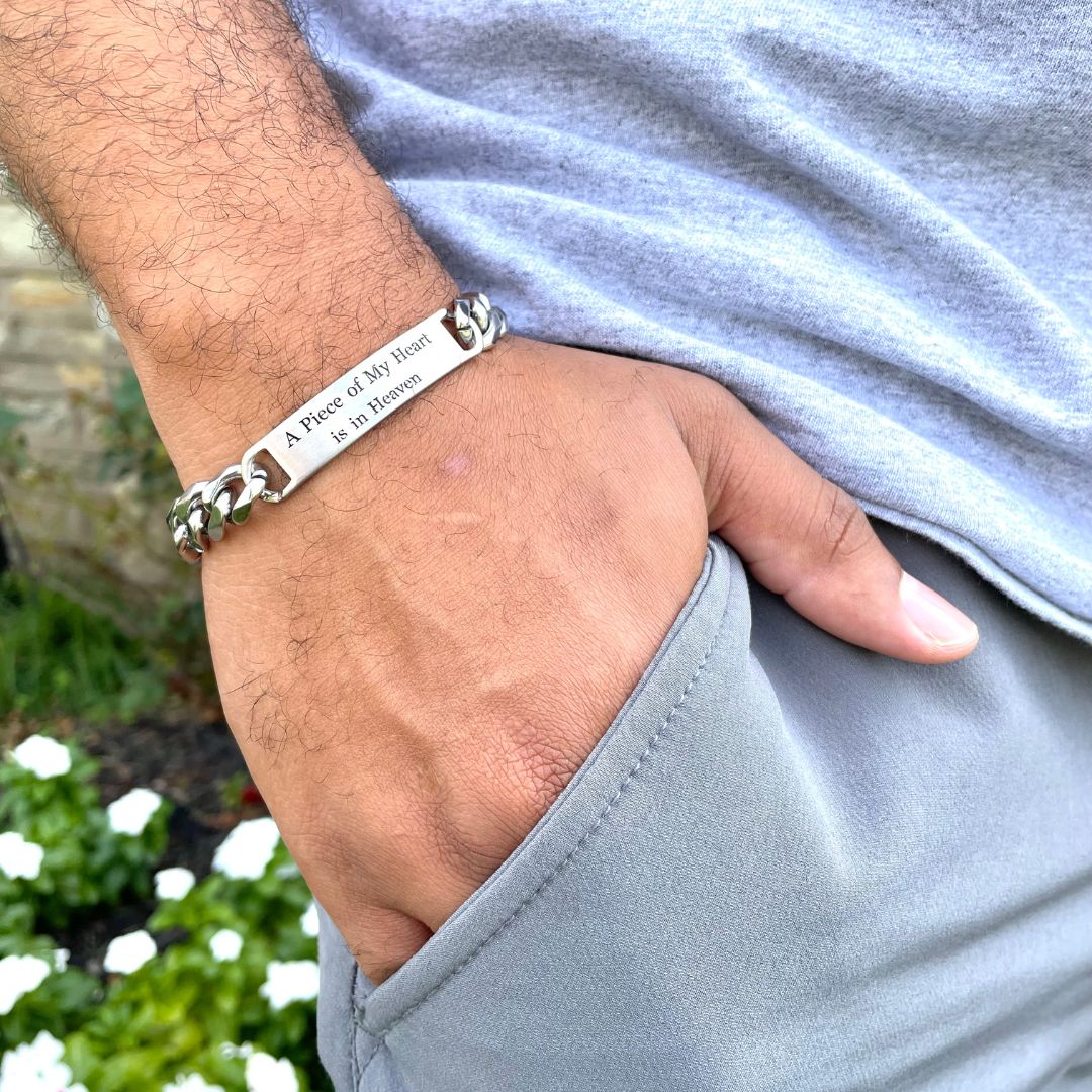 Men's Stainless Steel Piece of my Heart Bracelet