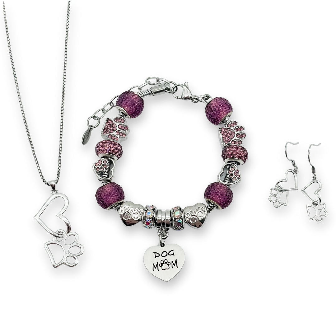 Dog Mom Bundle - Necklace, Bracelet & Earrings