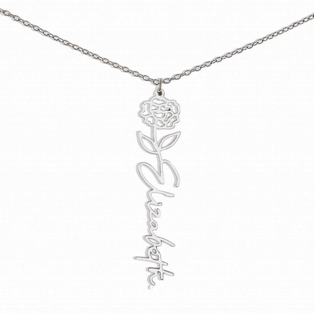 To My Daughter Birth Flower Name Necklace