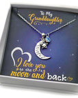 Granddaughter moon and back necklace in box