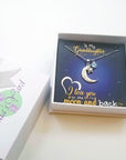 Granddaughter moon and back necklace in box